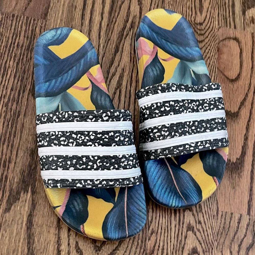 Adidas x Farm Rio slides